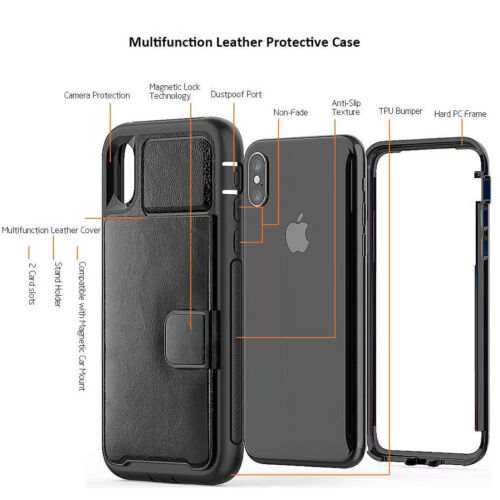 Custodia Per IPHONE X 10 XS 5.8 " Lusso Anti-urto Pelle Robusta Gomma Paraurti - Foto 6 di 21
