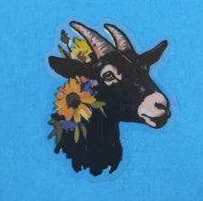 Beautiful Floral Goat Transparent Sticker 2.25" x 1.78" (AS)
