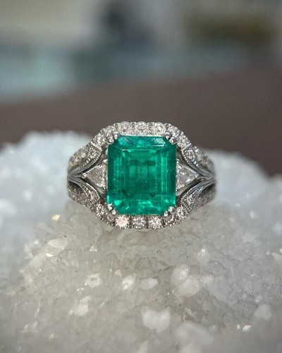 3.00 Ct Emerald Cut Lab Created Diamond Wedding Ring White Gold Plated