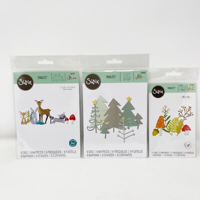 Sizzix Thinlits Winter Christmas Cutting Dies Woodland Critters Pine Forest
