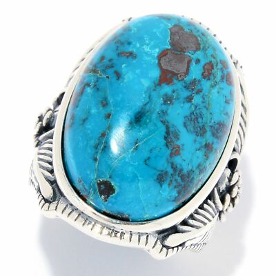 925 Sterling Silber Chrysokoll Edelstein Damen Ring, großer Stein Ring.