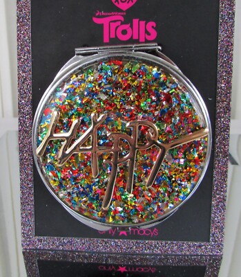 Betsey Johnson Compact Mirror HAPPY Trolls Rainbow Macy's Exclusive NWT