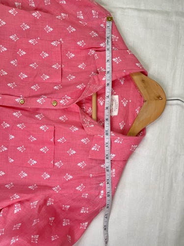 charter club Linen Roll Tap Sleeve Button Down Shirt Women Petite Size M Pink - Picture 4 of 8