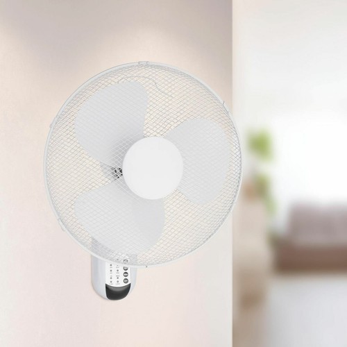Click Wall Mounted Fan 40cm Fixed Oscillating 3 Speed Remote Control Timer White - Picture 4 of 7