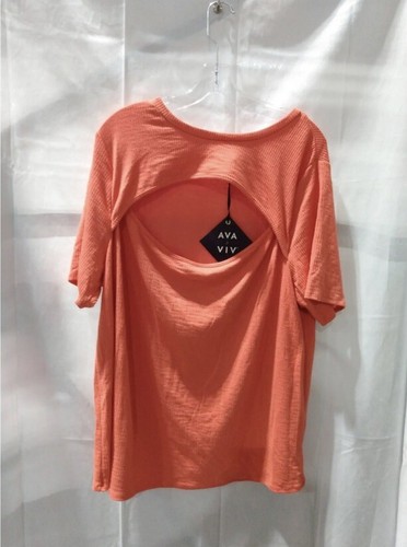 Ava & Viv Women's Plus Size Slim Fit Short Sleeve Ribbed T Shirt 2X 20W/22W - Picture 4 of 7