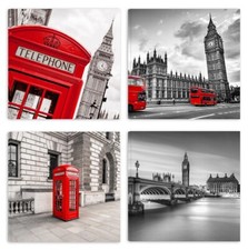 Quadri Moderni la città Londra 4 pz 30x30 CM Stampa su Tela Canvas Arredamento