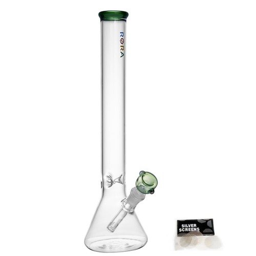 16in Heavy 6mm Thick Glass Bong Heavy Bong Green Hookah Water Pipe 14mm ...