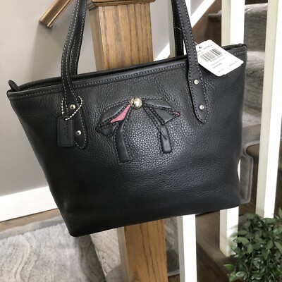 Coach F28988 Leather Mini City Zip Tote Bow Handbag for sale