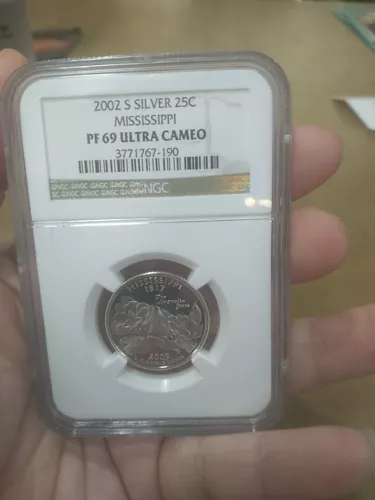 2002 (S) 25C Silver Proof Mississippi State Quarter NGC PF69 Ultra Cameo
