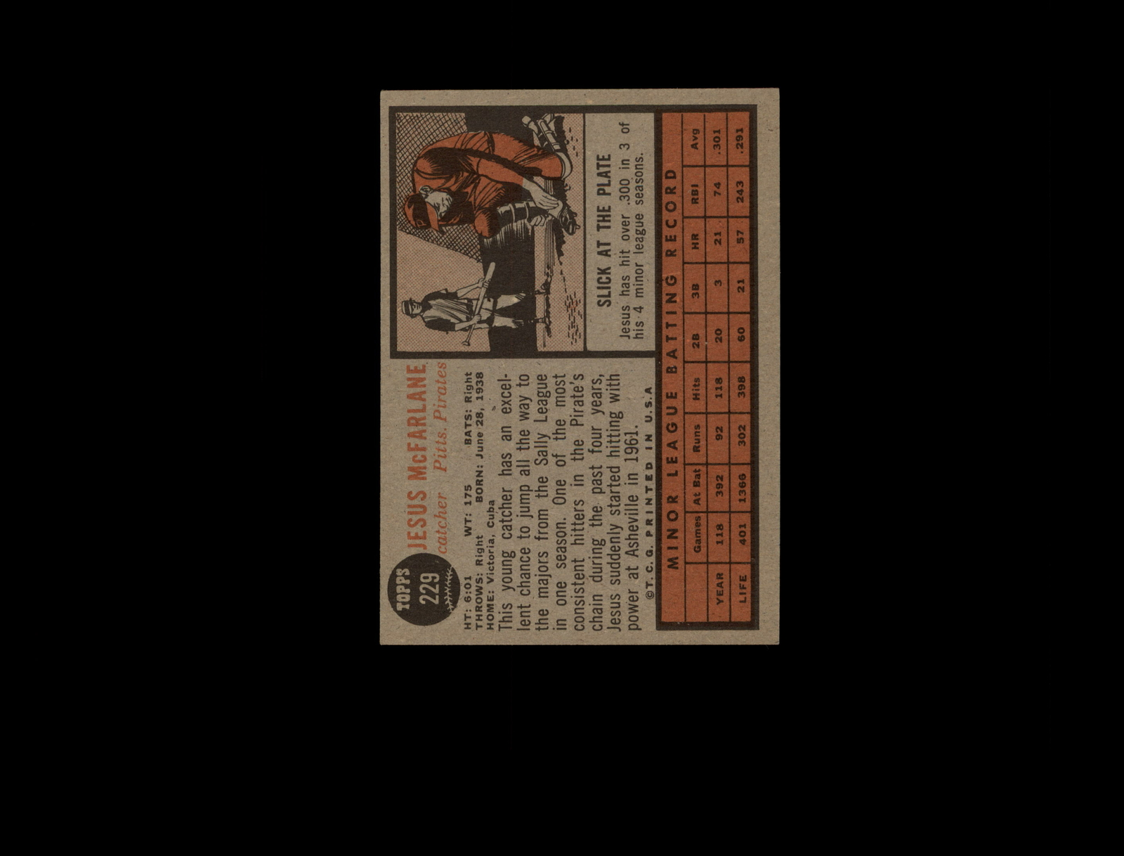 1962 Topps 229 Jesus McFarlane RC EX D1,123979 eBay