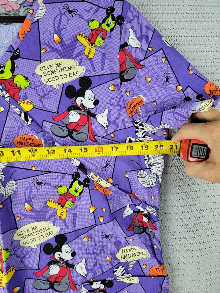Camiseta esfoliante mickey mouse halloween top enfermeira tamanho médio desenho animado divertido - Imagem 3 de 4