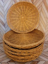 Lot 10 of Rattan Wicker 9.5" Paper Plate Holders Camping Party Picnic