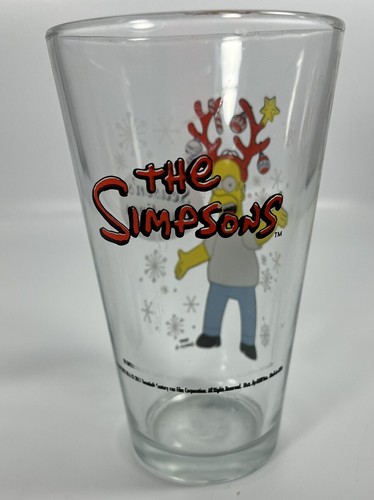The Simpsons CHRISTMAS "SEASON'S GREETINGS" HOMER 5" PINT DRINKING GLASS B45 - Picture 2 of 6