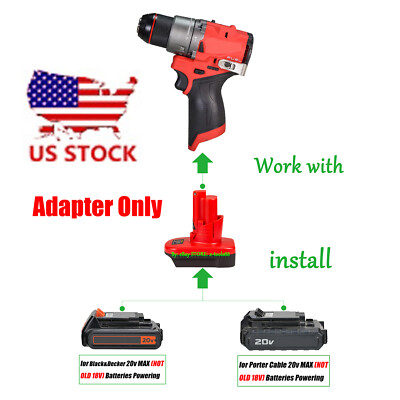 Adapter for Milwaukee M12 Tools To for Porter Cable/Black&Decker 20v MAX Battery