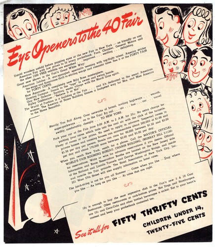 1940 NEW YORK WORLD'S FAIR Adverting Brochure OLD Original VINTAGE Free Shipping - Bild 1 von 2