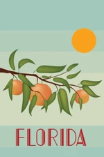 Retro Style Florida Oranges and Sunshine State Travel Poster 12x18