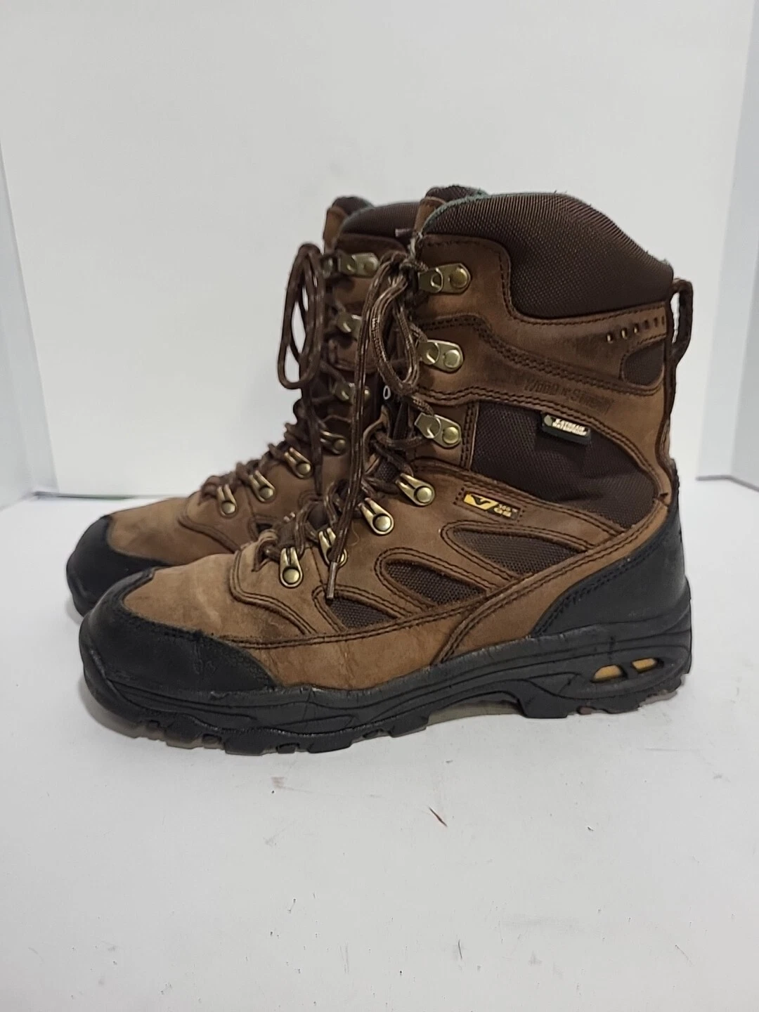 WOOD & STREAM BROWN LEATHER 200 GRAM THINSULATE WATERPRF ANKLE MENS 7.5 W BOOTS