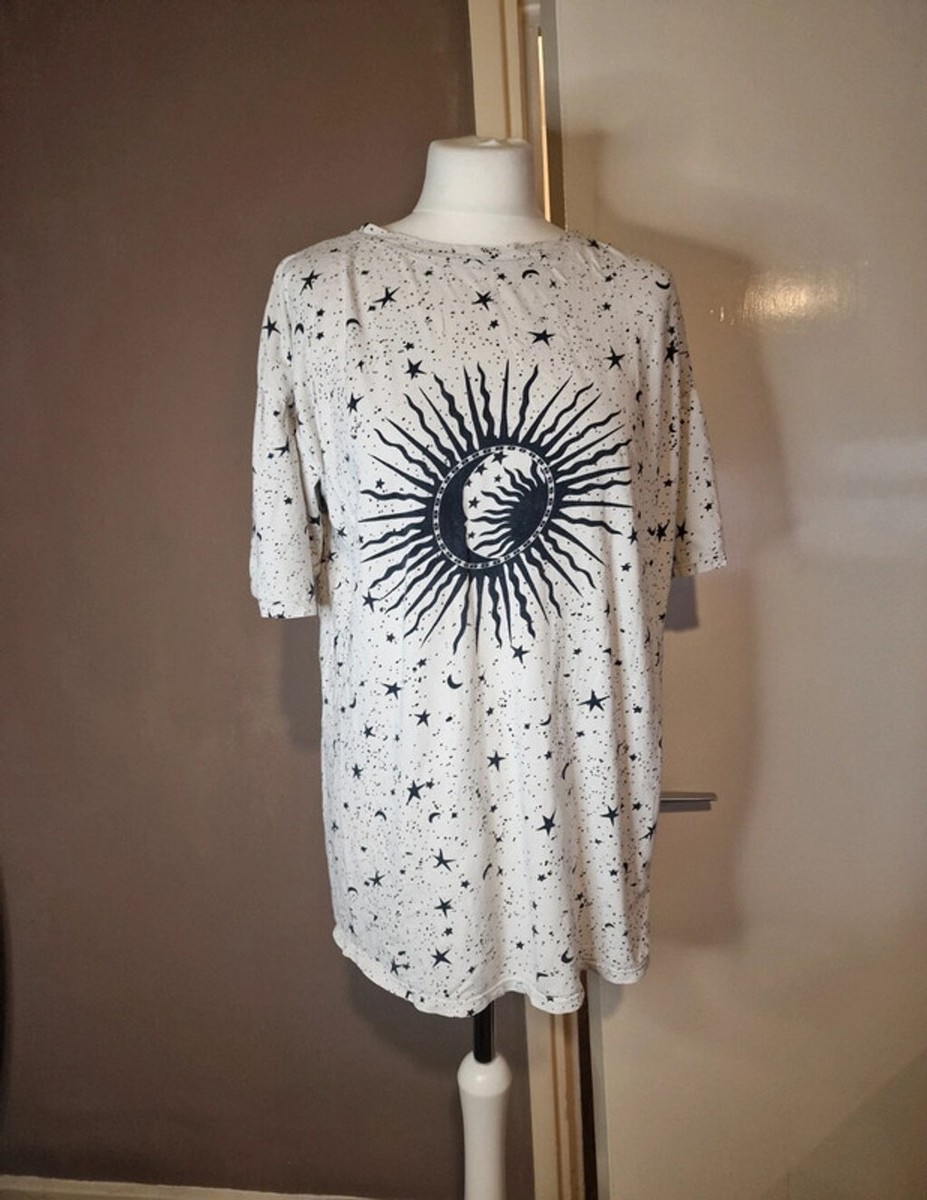 Motel Rocks moon star print longline tshirt dress tee top M