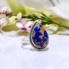 Lapis Lazuli Gemstone 925 Sterling Silver Ring Handmade Jewelry Gift For Mom.