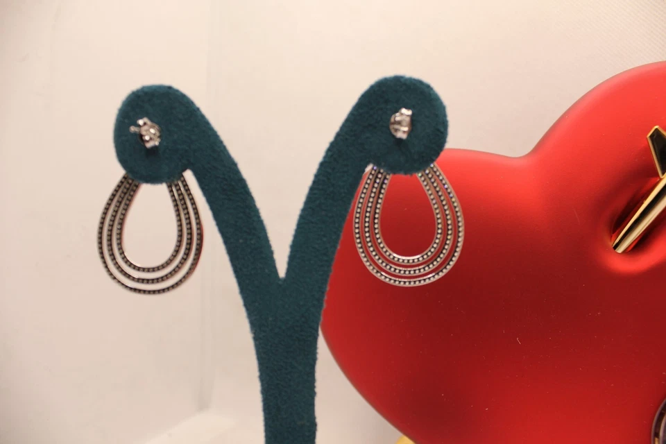 ORECCHINI ARGENTO NODO RODIATI E DORATI ZIRCONI BIANCHI MM 25X41 EXPLOIT - Immagine 4 di 4