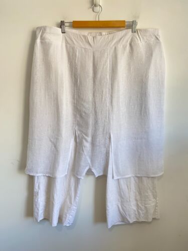 TS Taking Shape Linen Pants Skirt Womens Plus Sz 24 White PullOn Flowy Comfy