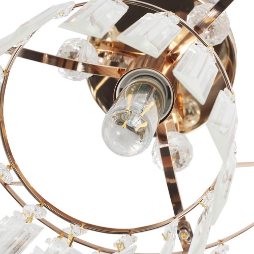 Crystal Round Chandelier Flush Mount Ceiling Light Gold Hanging Lamp For Home - Picture 4 of 15