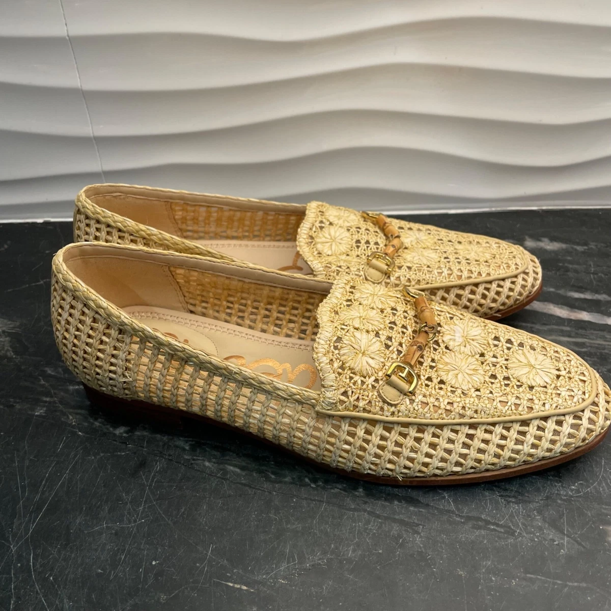 Sam Edelman Womens Lowell Beige Woven Loafers Shoes 10 Medium eBay