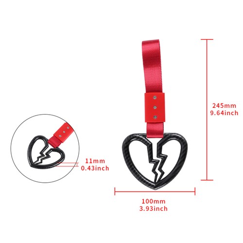 Carbon Sty Broken Heart JDM Ring Tsurikawa Subway Car Handle Strap -Red Nylon X2 - Picture 7 of 7