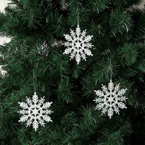 12 Teile/Set Glitzer Schneeflocke Weihnachtsschmuck Weihnachtsbaum Hängedeko USA - Bild 5 von 14