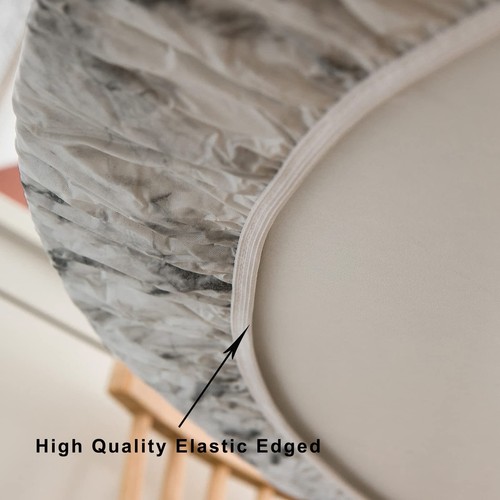 Round Vinyl Fitted Tablecloth with Flannel Backing Elastic Edge Plastic Table... - Picture 3 of 8