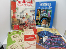 Knitting Book 5 MIXED Lot VTG MAG HOW TO 40'S-90'S NEEDLEWORK CROCHET TATTING