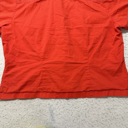 Bechamel Women's XL Short Sleeve Button Down Collared Shirt Salmon Pink Top - Picture 11 of 12