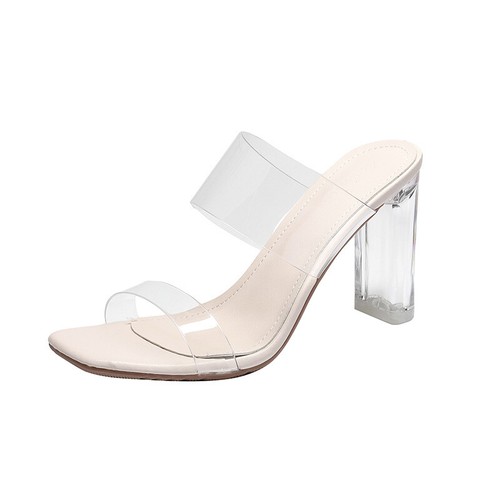 Women Pumps Sandals PVC Slippers High Heels Slippers Shoes Heel Clear Sandals - Picture 14 of 19