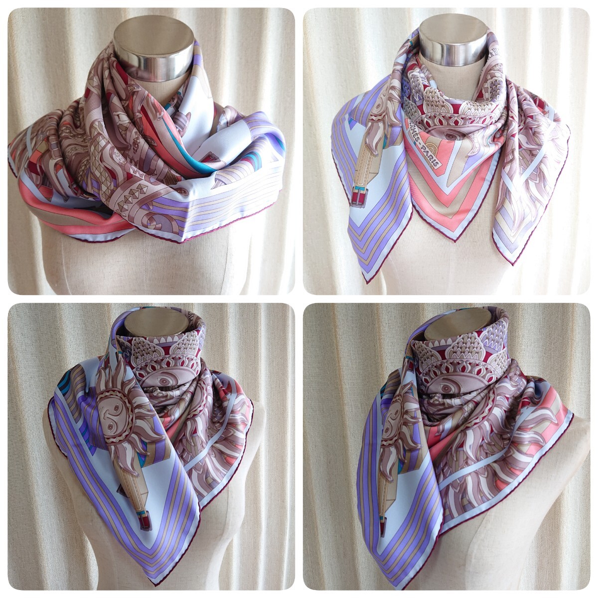 HERMES Scarf Carre 90 LES SANGLES DE PHOEBUS 100% Silk HERMES Scarf Carre 90 LES SANGLES DE PHOEBUS 100% Silk