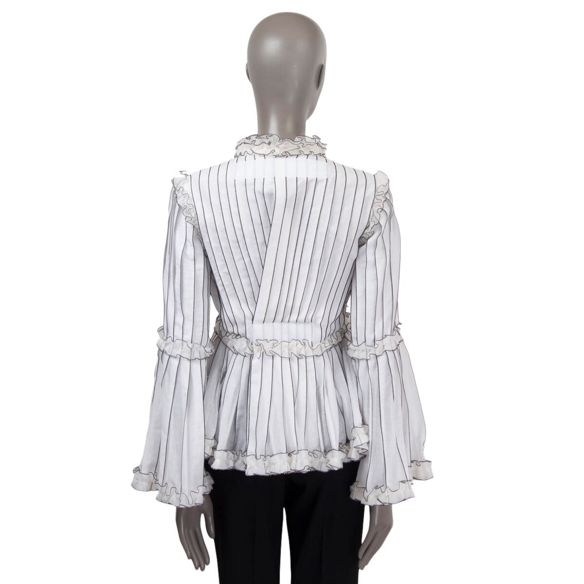 トップス CHANEL 67737 auth CHANEL white & black cotton 2017 17S STRIPED Blouse