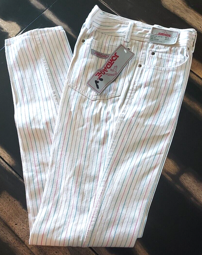 NEW Vtg 1970's-80's Jordache Jeans NWT Deadstock Size 28 Womens 4-6 Cream Stripe - Picture 1 of 7