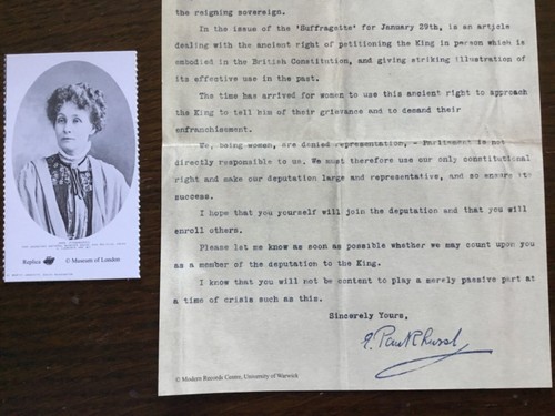 29 de enero 1914 EMMELINE PANKHURST SUFRAGISTA CARTA Y FOTO PEQUEÑA REPRODUCCIÓN - Imagen 5 de 14