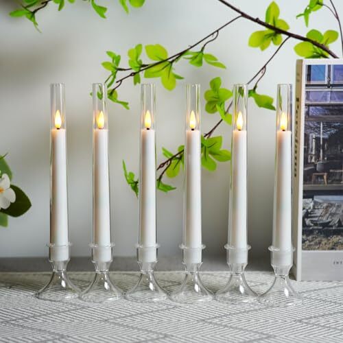 Flameless Window Candles, Battery Operated Taper Candles, 6 Pcs Christmas White - Picture 4 of 7