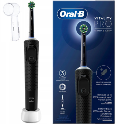 NEU Oral B Vitality Pro D103 Elektrische Zahnbürste Schwarz mit Hülle Timer