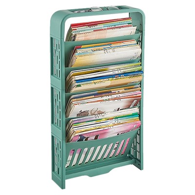 Green Classroom Bookshelf Large Capacity Multi Layer Book Organizing Storage