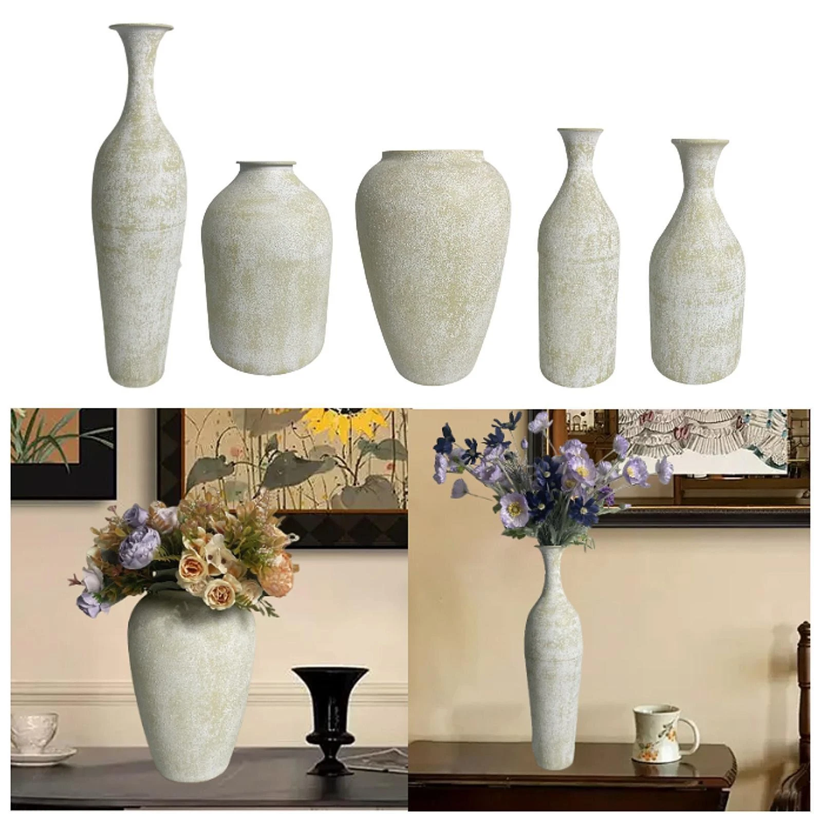 Ceramic Flower Vase Rustic Pottery Vase Aesthetic Flower Arrangement for Living