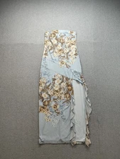 Charlotte Russe Dress Womens Large Blue Floral Strapless Ruffle Maxi Evening