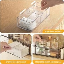 3-piece cabinet storage box set, plastic stackable storage box with 2 drawers&