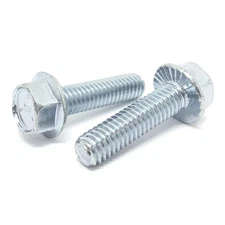 1/4-28x1-1/4" Grade 5 Serrated Hex Flange Bolts Zinc Clear (Choose Qty)