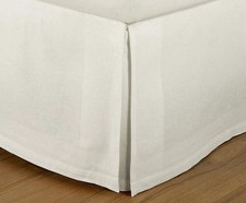 NEW Pottery Barn Essentials Cotton Linen IVORY KING Bed Skirt 18  Drop