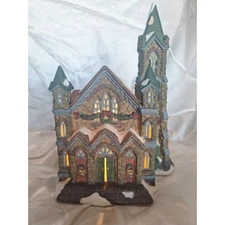 Santa’s workbench 2000 “Stoneybridge Church” lighted building w/ cord 
