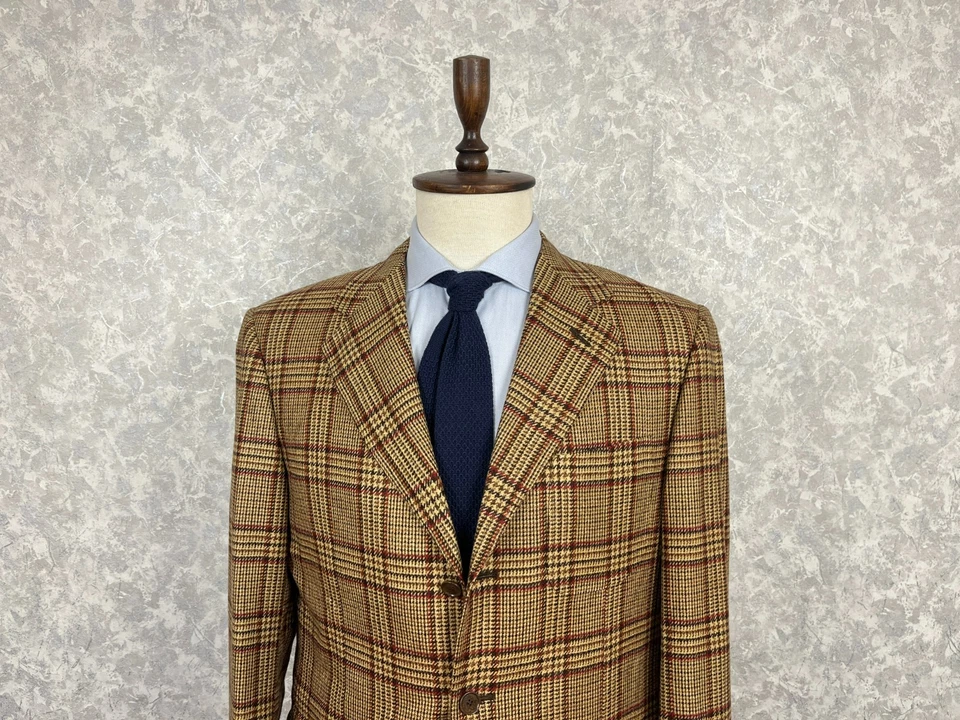 Pal Zileri Sartoriale Коричневый красный Глен Плед Кашемир Твид Блейзер ручной работы 42 - Изображение 2 из 4