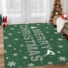 Garvee Christmas 5'x7' Area Rug Green Snowflake Christmas Rugs for Living Room