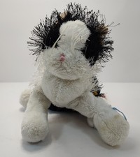 Ganz Webkinz Black  White Fuzzy Cat HM016 Plush Pet 2005 Retired With Shorts