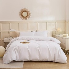 ECOCOTT White Duvet Cover King Size - 100 Washed Cotton Durable Soft Comfy D...